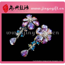 big hot flower long high drop crystal new latest model 2014 wholesale rhinestone women fashion earring